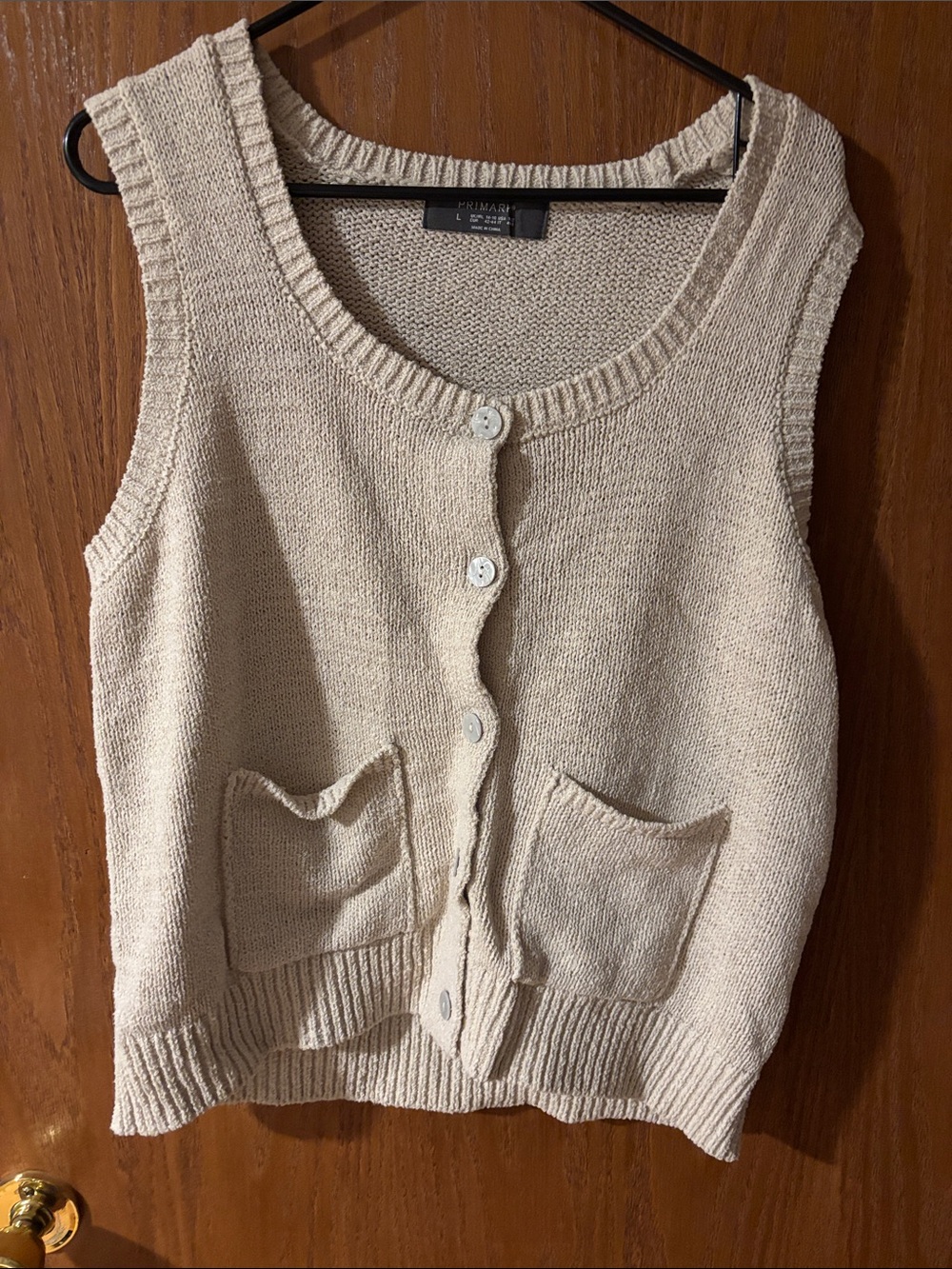 Primark Cream Button-Up Knit Vest with Pockets